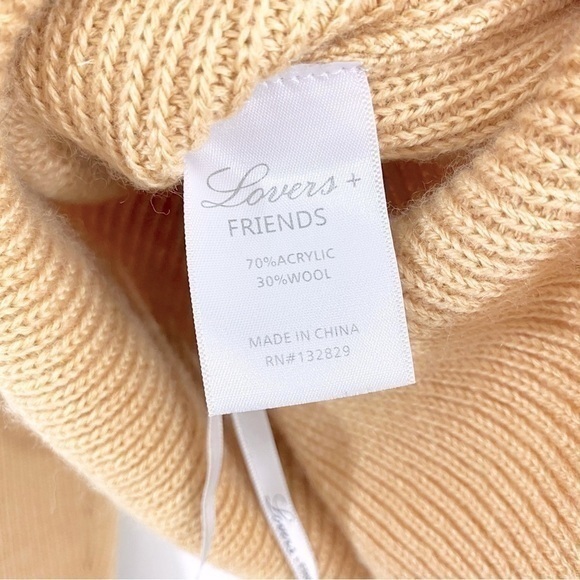 Lovers + Friends Revolve Camel Brown‎ Ribbed V Neck Sweater Distressed - Picture 9 of 9